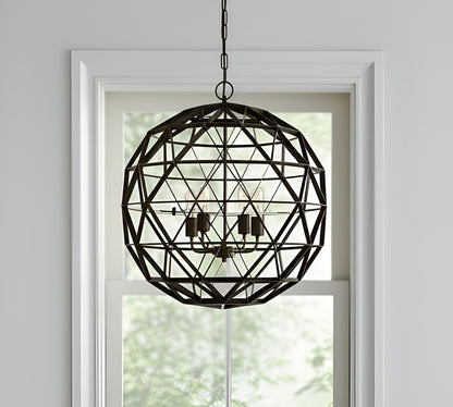 Black Caged 4 Light Chandelier
