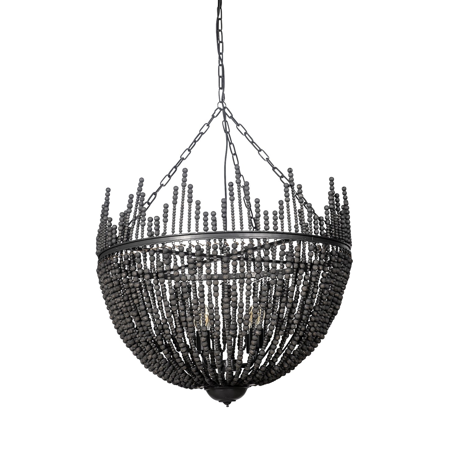 Black Unique Statement 4 Light Beads Chandelier