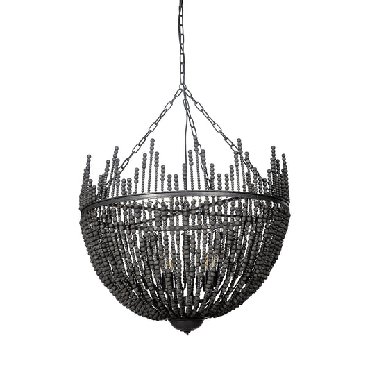 Black Unique Statement 4 Light Beads Chandelier