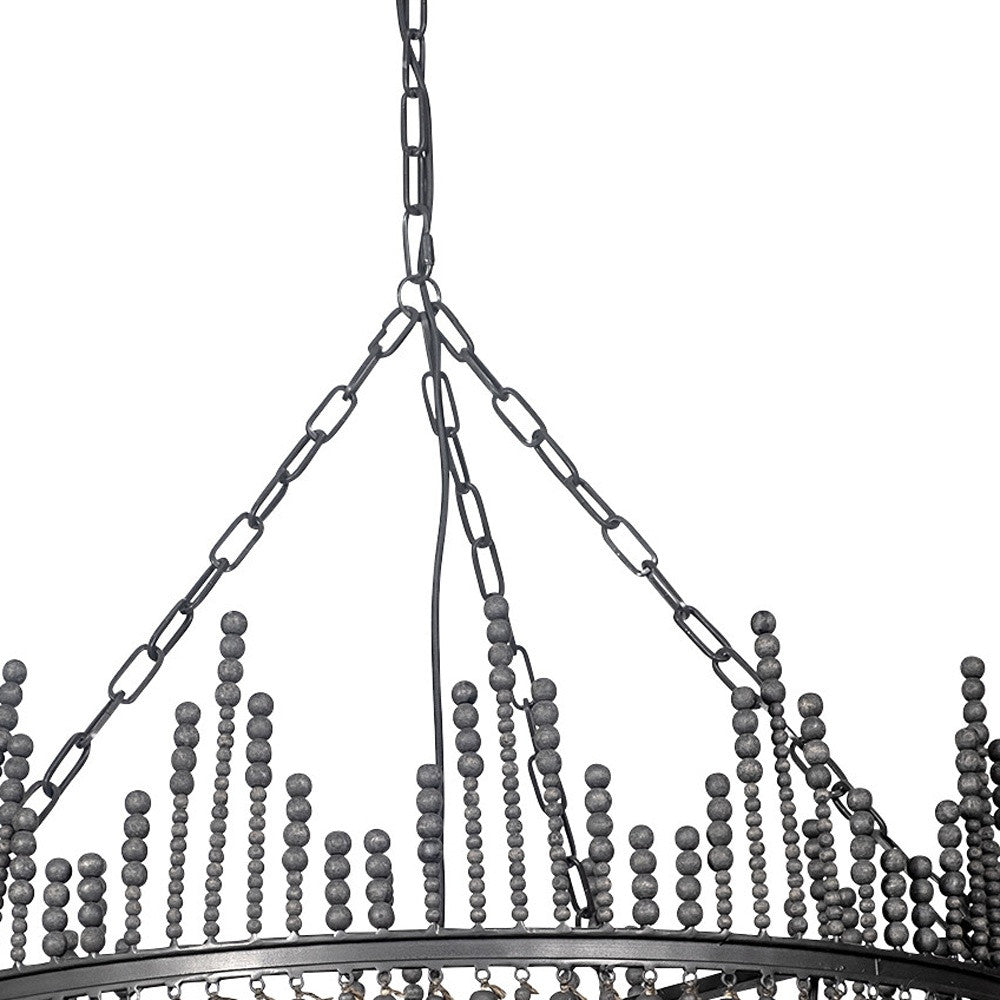 Black Unique Statement 4 Light Beads Chandelier