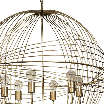 Gold Caged 6 Light Glass Chandelier w/ Shades
