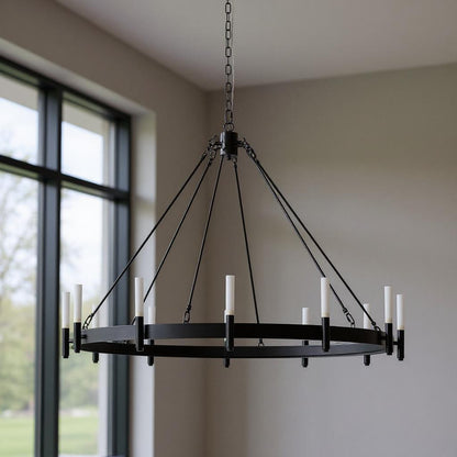 Black Candle Style 12 Light Glass Chandelier
