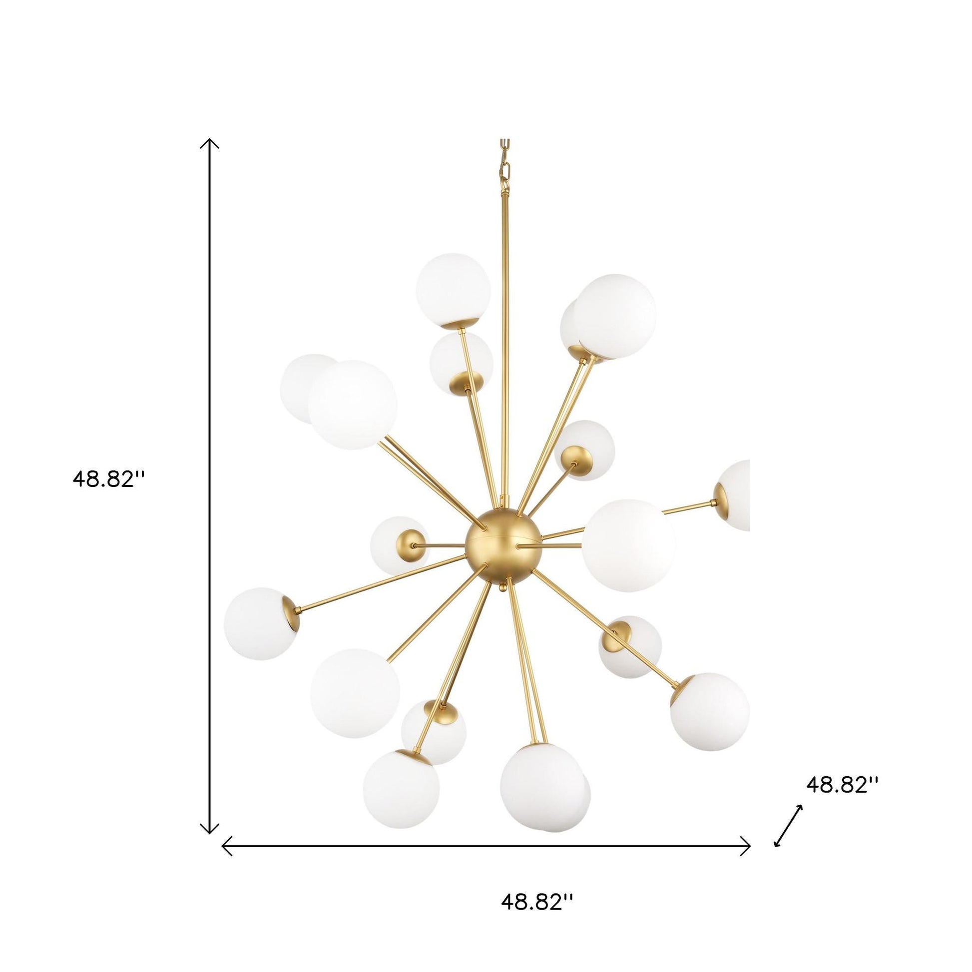 Gold Sputnik Multi Light Frosted Glass Chandelier w/ White Shades