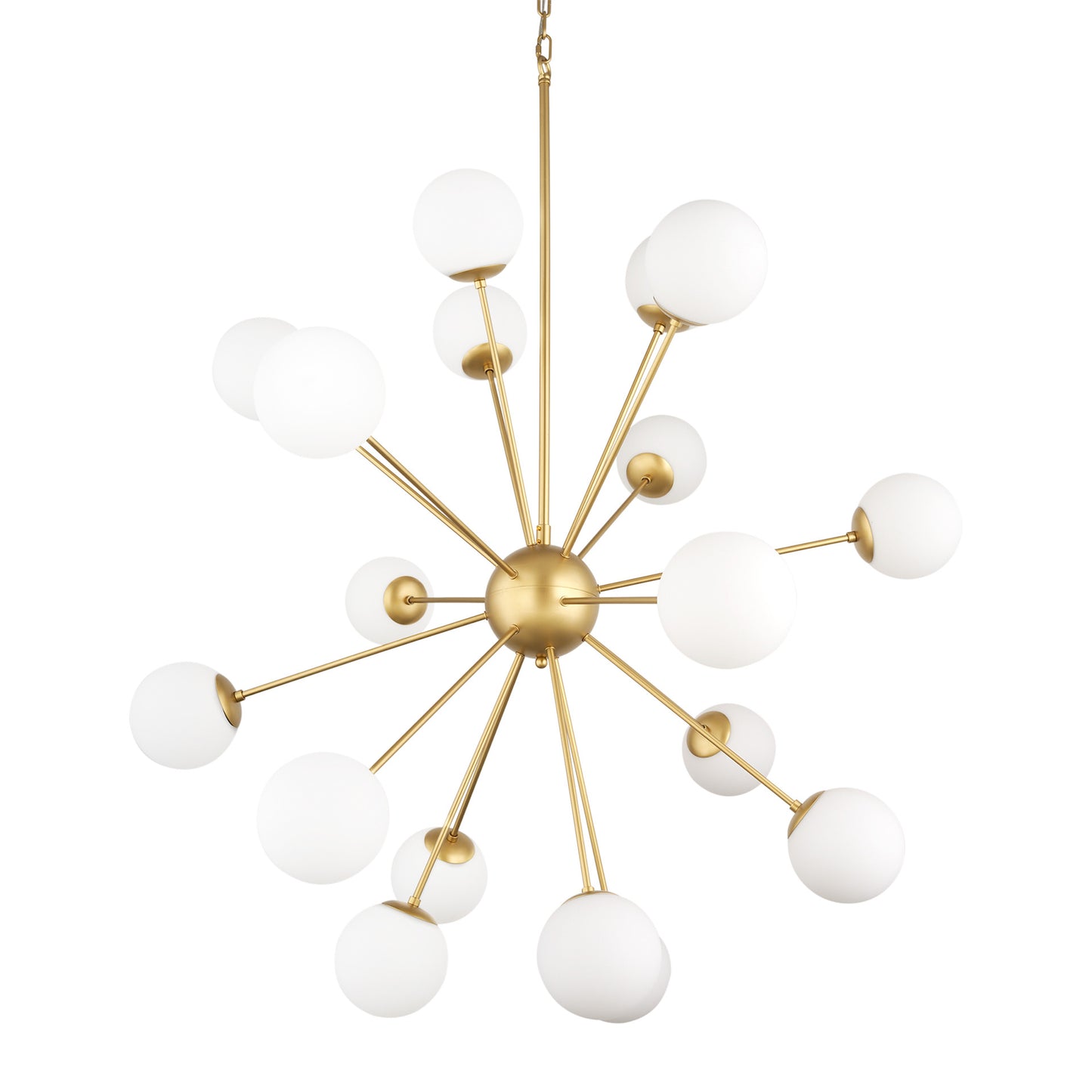 Gold Sputnik Multi Light Frosted Glass Chandelier w/ White Shades