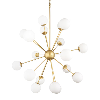 Gold Sputnik Multi Light Frosted Glass Chandelier w/ White Shades