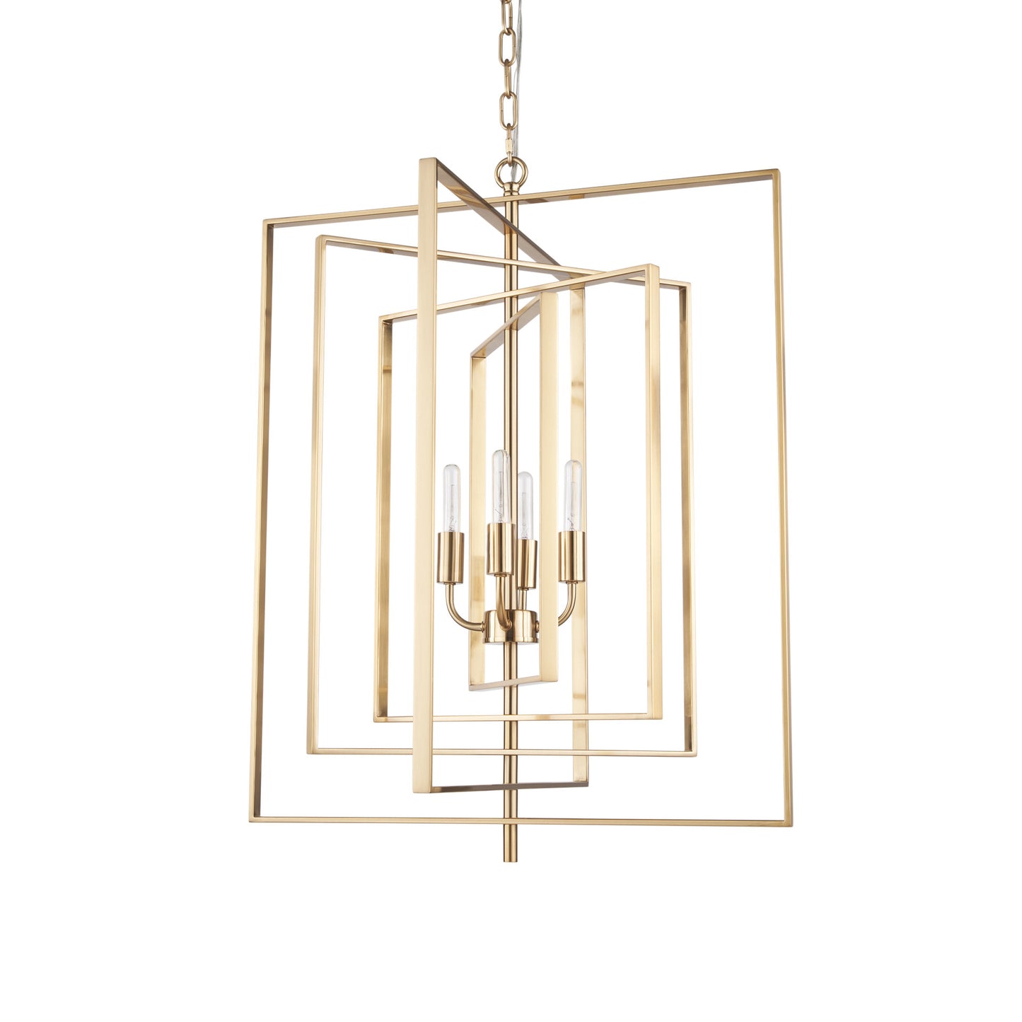 Antiqued Gold Geometric 4 Light Chandelier