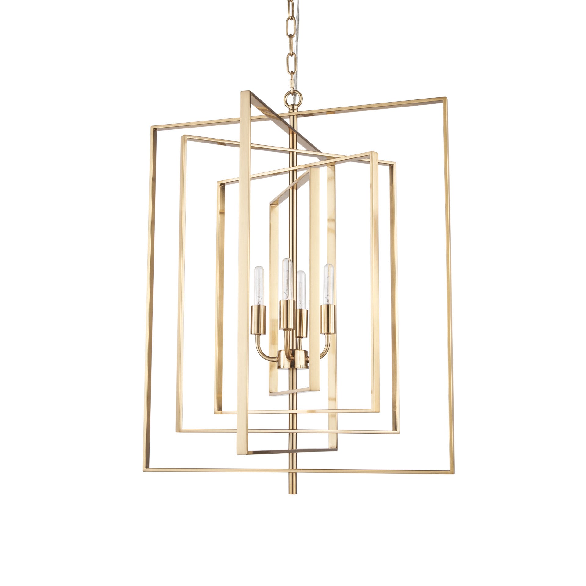 Antiqued Gold Geometric 4 Light Chandelier