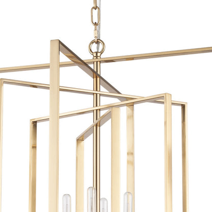 Antiqued Gold Geometric 4 Light Chandelier