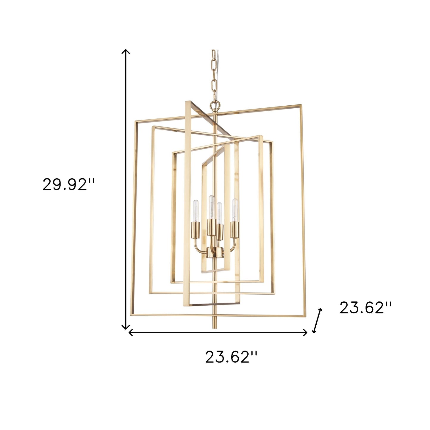 Antiqued Gold Geometric 4 Light Chandelier