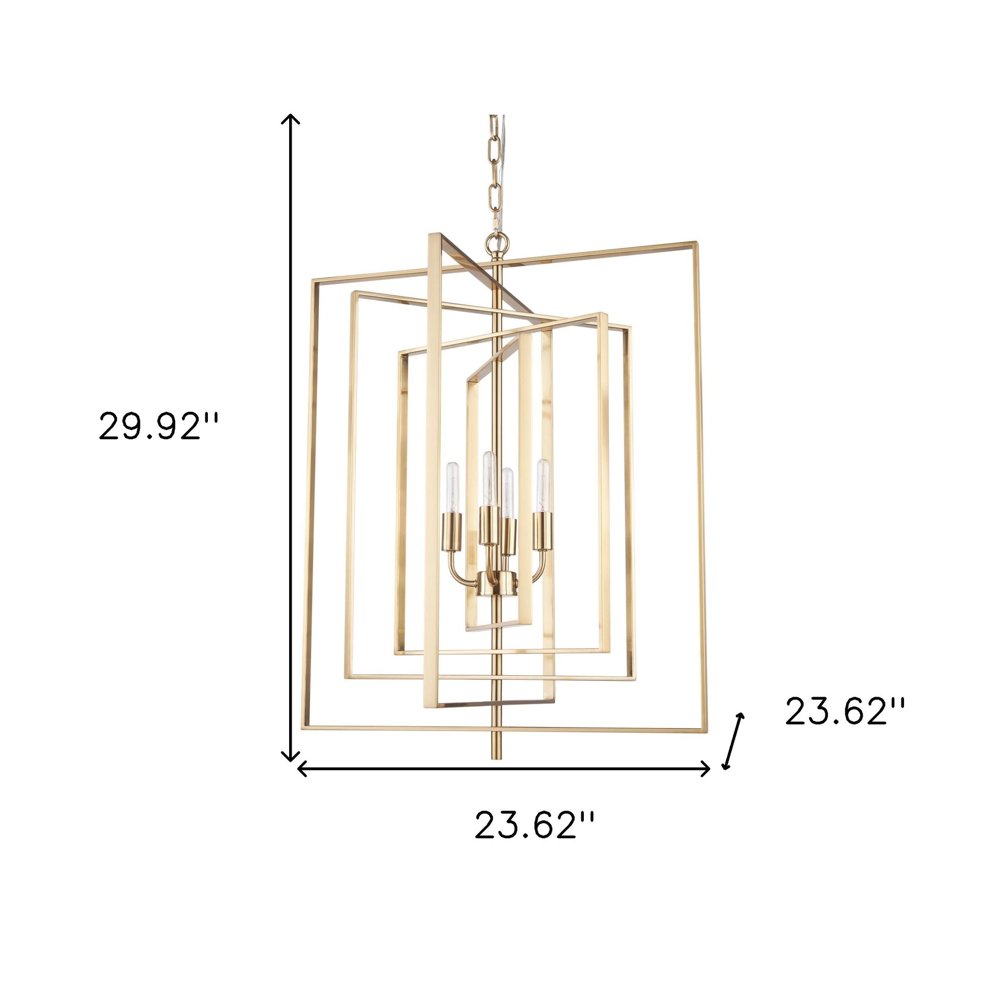 Antiqued Gold Geometric 4 Light Chandelier
