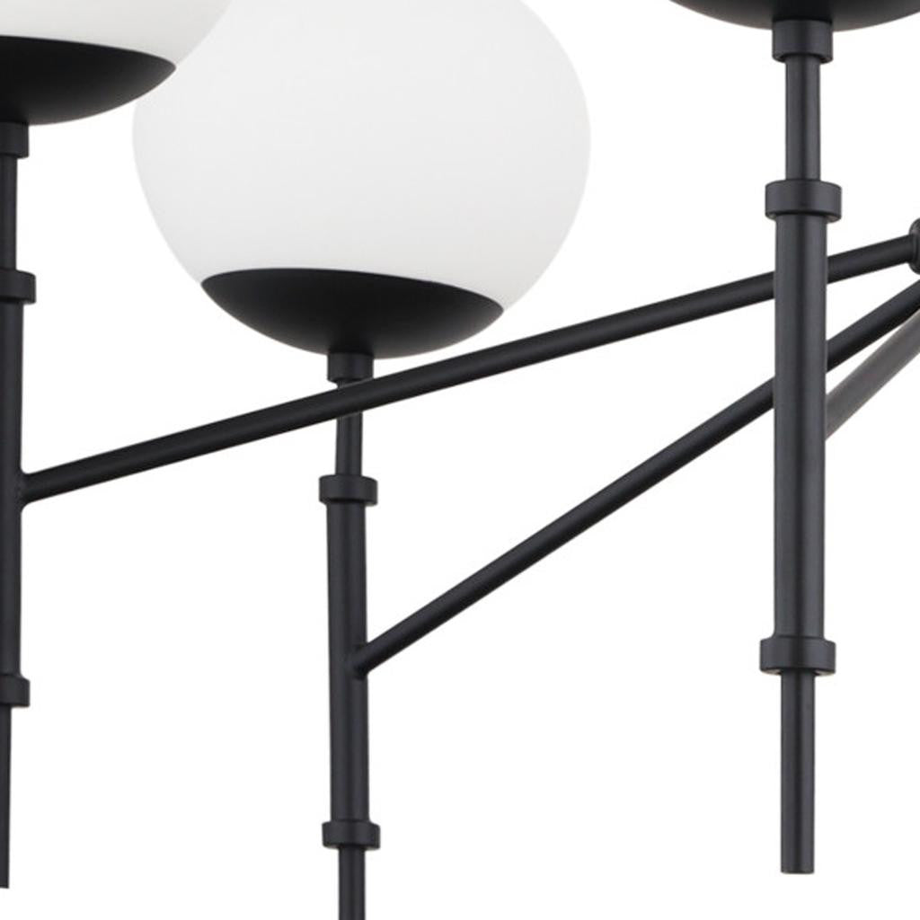 Black Sputnik 6 Light Frosted Glass Chandelier