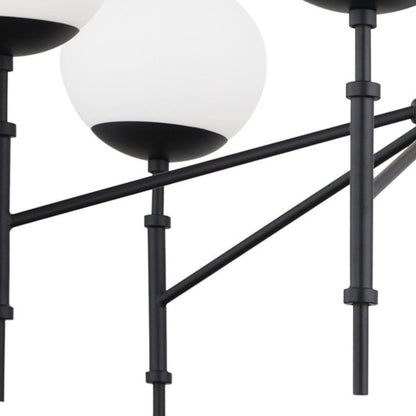 Black Sputnik 6 Light Frosted Glass Chandelier