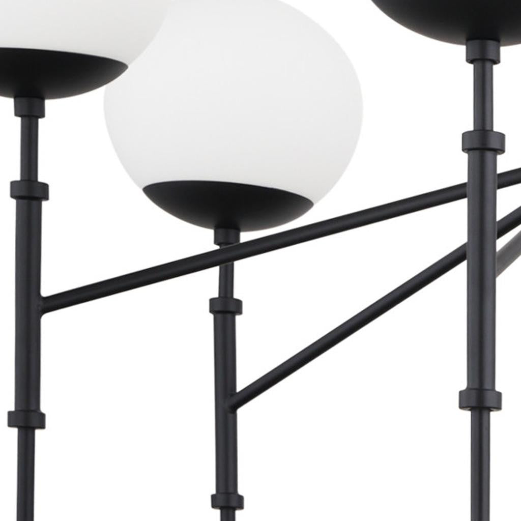 Black Sputnik 6 Light Frosted Glass Chandelier