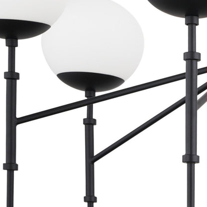 Black Sputnik 6 Light Frosted Glass Chandelier