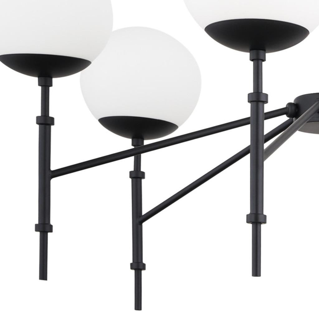 Black Sputnik 6 Light Frosted Glass Chandelier