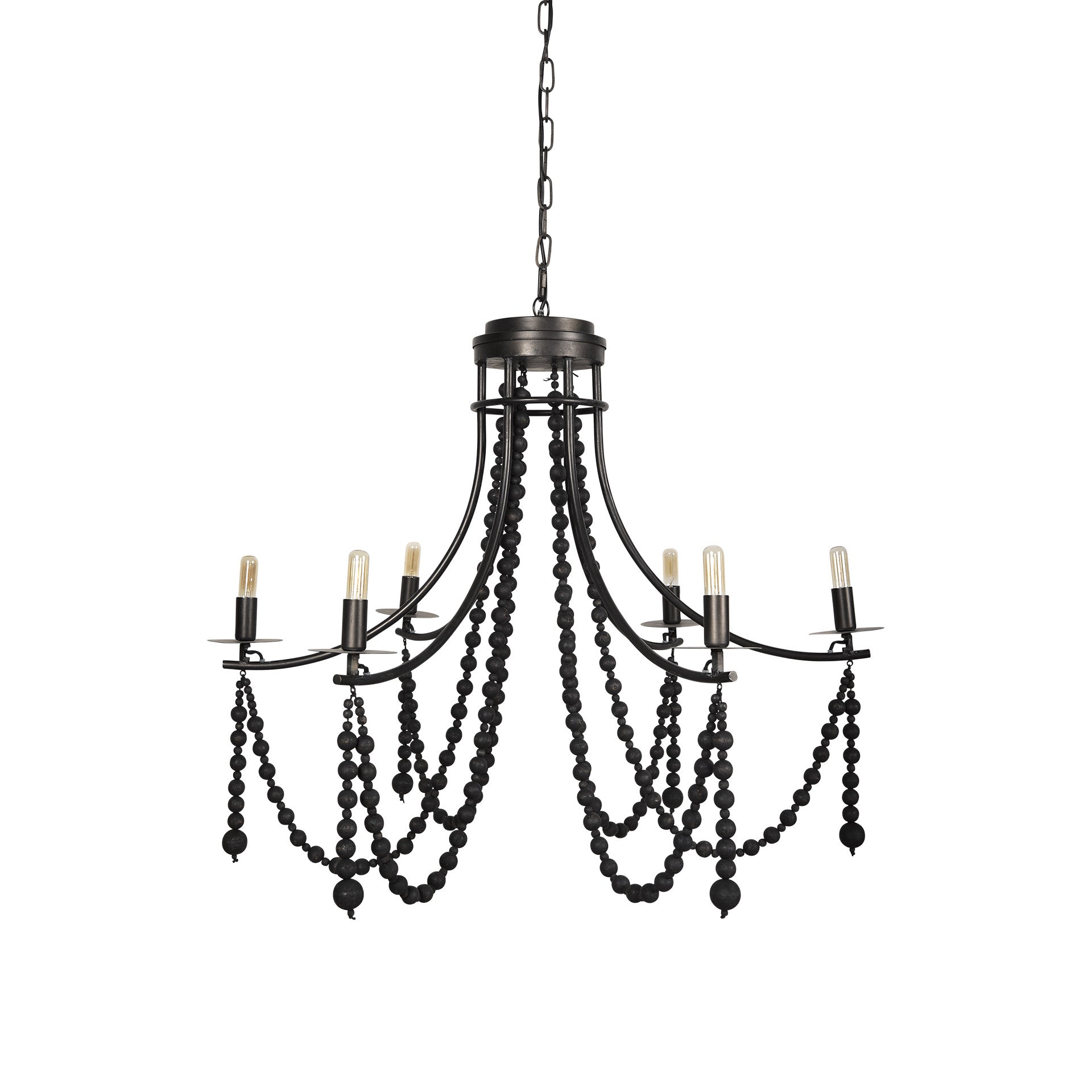 Black Candle Style 6 Light Beads Chandelier