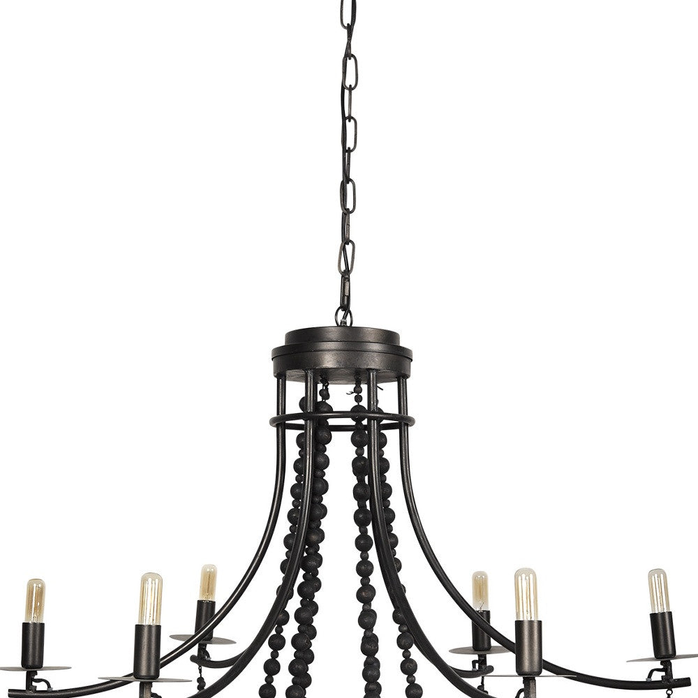 Black Candle Style 6 Light Beads Chandelier