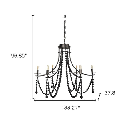 Black Candle Style 6 Light Beads Chandelier