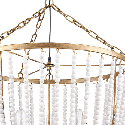 Gold & White Empire 3 Light Beads Chandelier