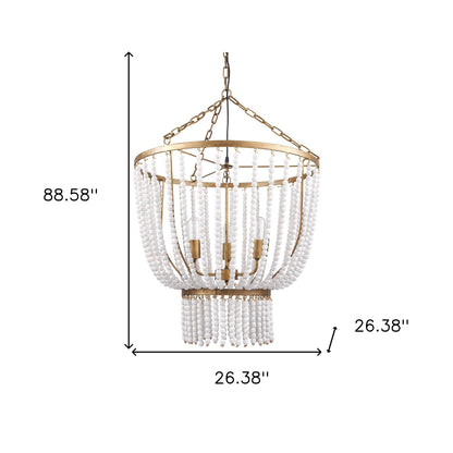 Gold & White Empire 3 Light Beads Chandelier