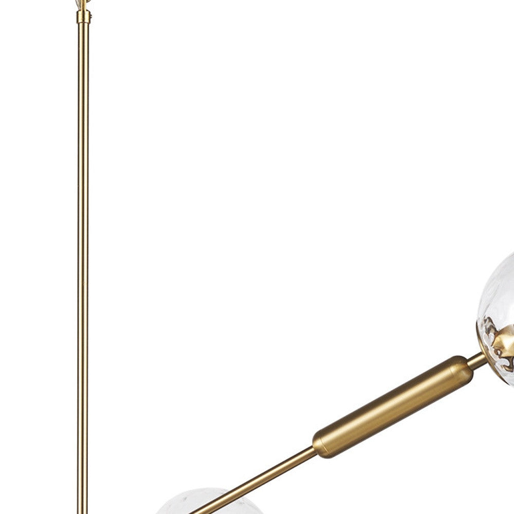 Gold Sputnik 6 Light Glass Chandelier w/ Clear Shades