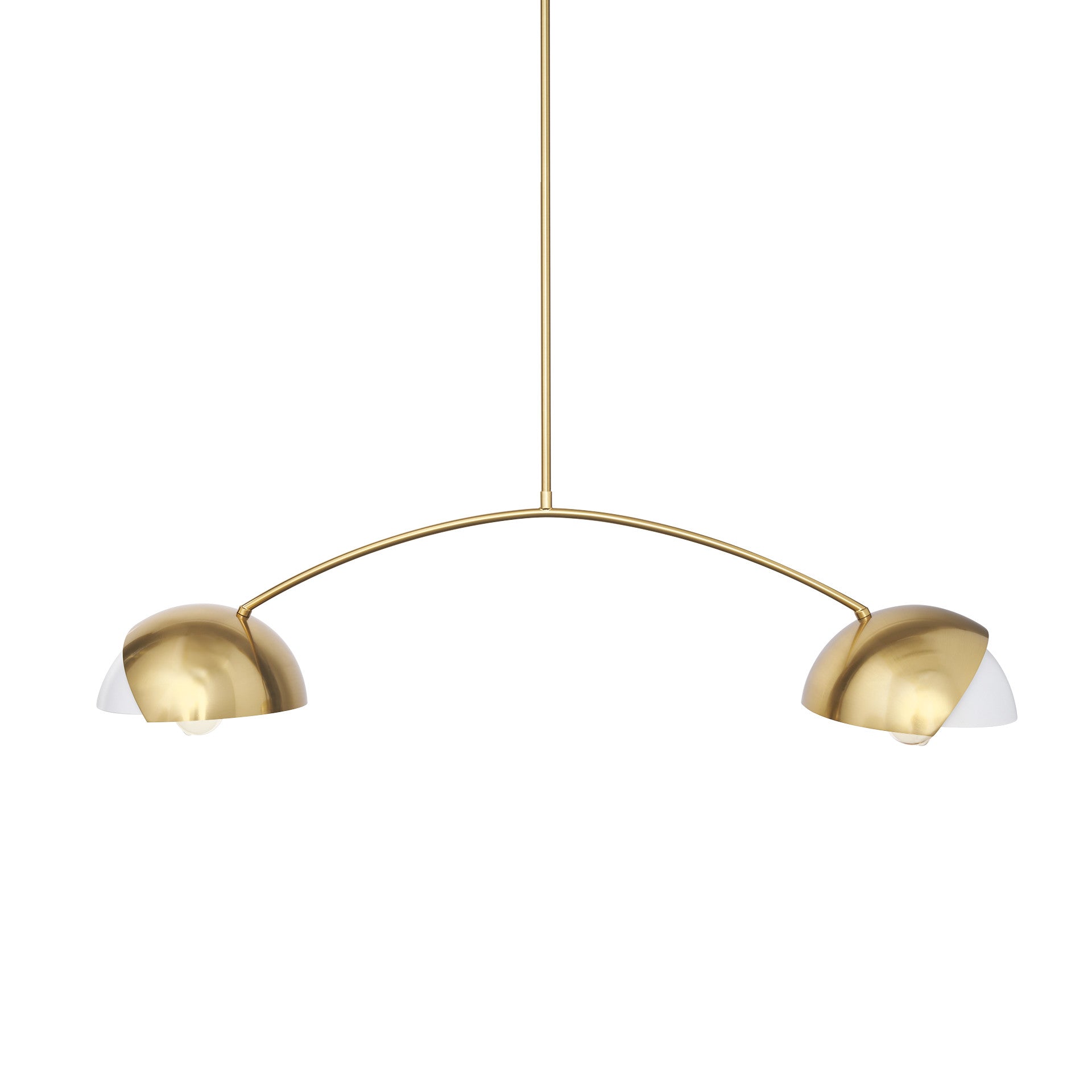 Brass 2 Light Chandelier w/ White Shades