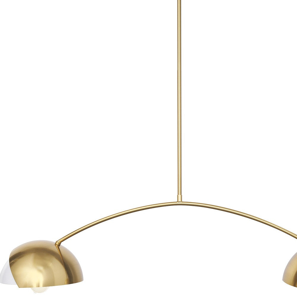 Brass 2 Light Chandelier w/ White Shades