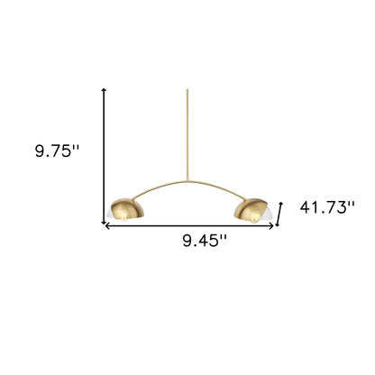 Brass 2 Light Chandelier w/ White Shades