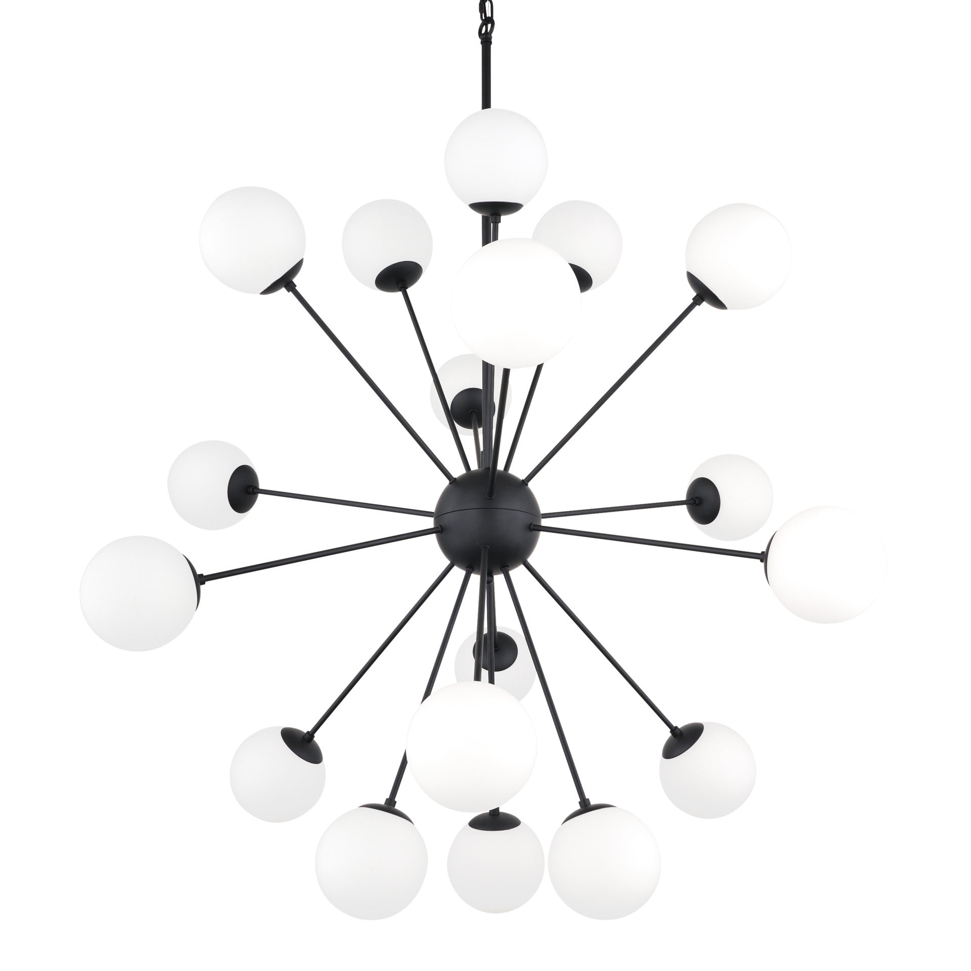 Black 11 Light Frosted Glass Chandelier w/ White Shades