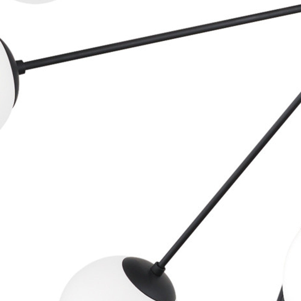 Black 11 Light Frosted Glass Chandelier w/ White Shades