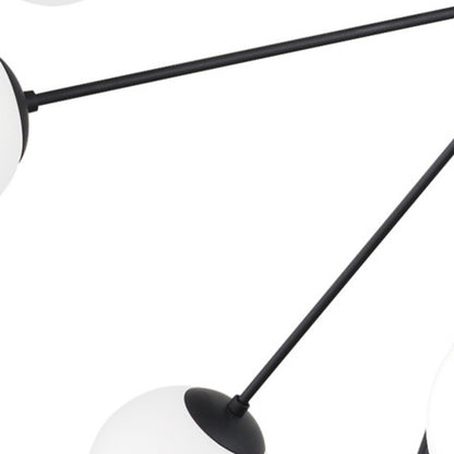 Black 11 Light Frosted Glass Chandelier w/ White Shades