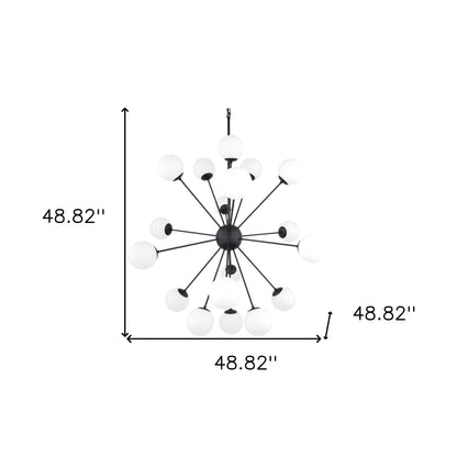 Black 11 Light Frosted Glass Chandelier w/ White Shades
