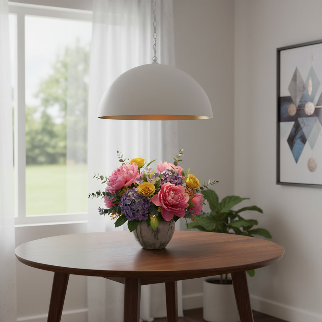 White Single Ceiling Light w/ Shades
