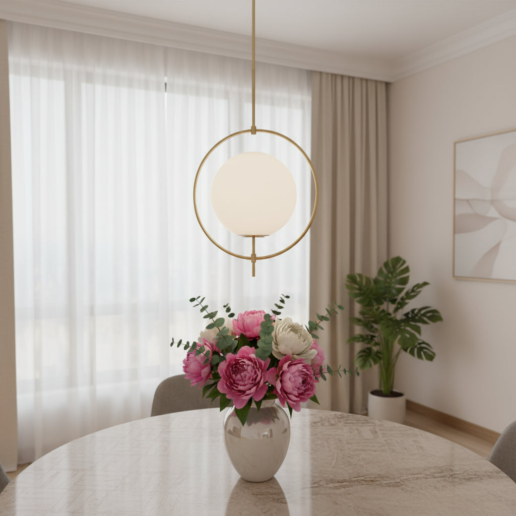 White Single Ceiling Light w/ Shades