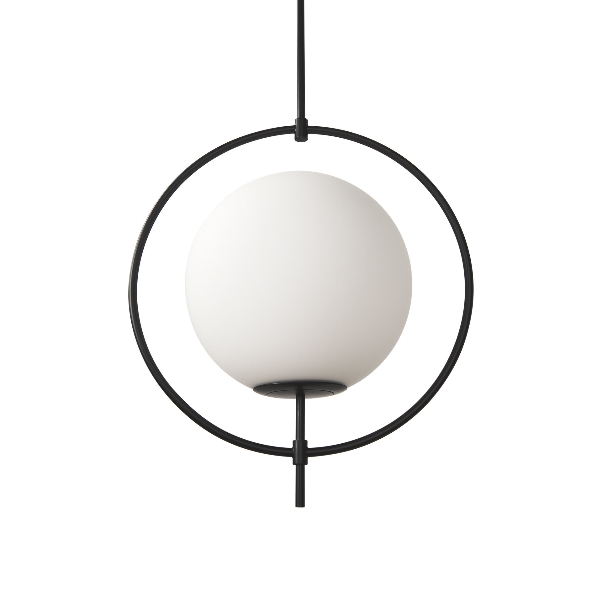 Quinn Black & White Single Ceiling Light w/ White Shades