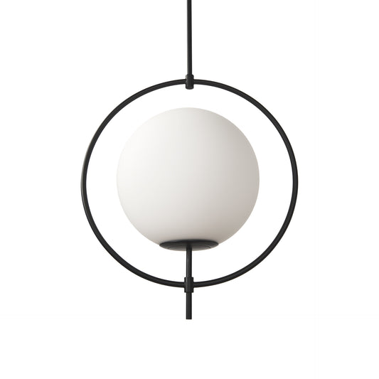 Quinn Black & White Single Ceiling Light w/ White Shades