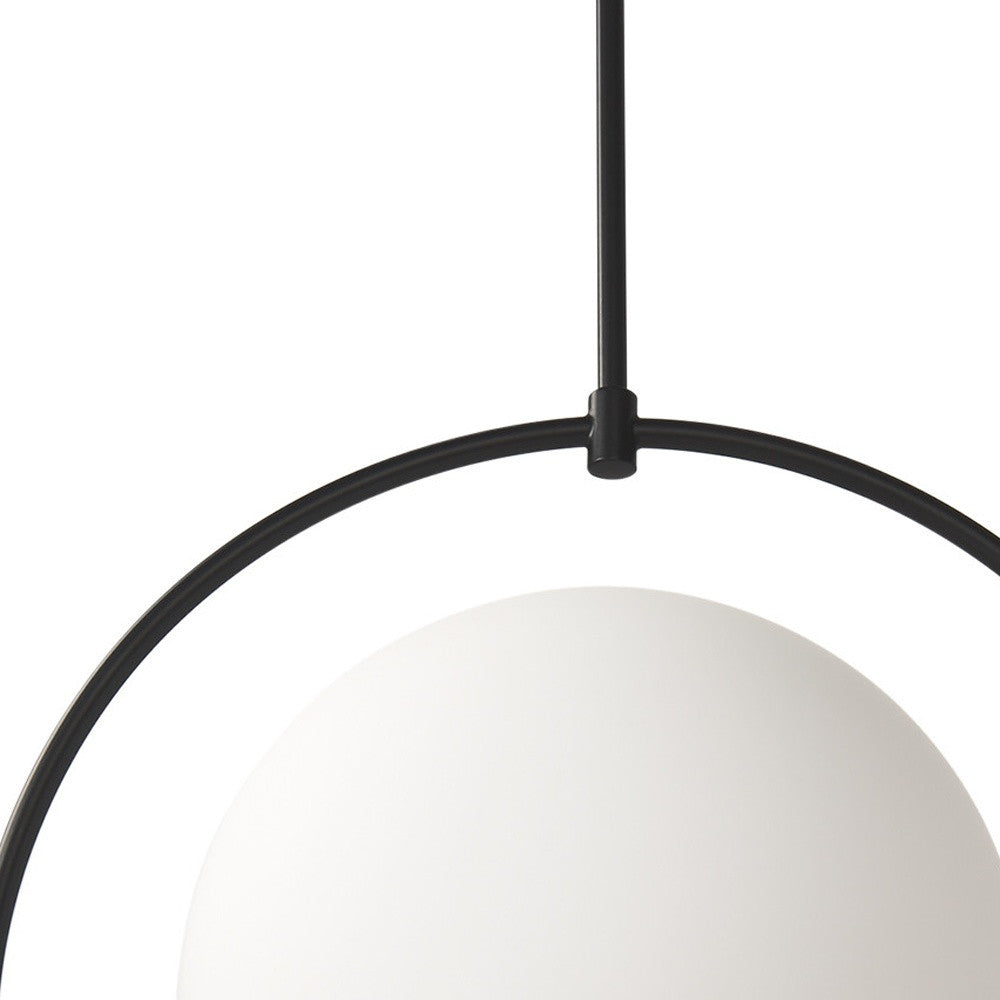 Black & White Single Ceiling Light w/ White Shades