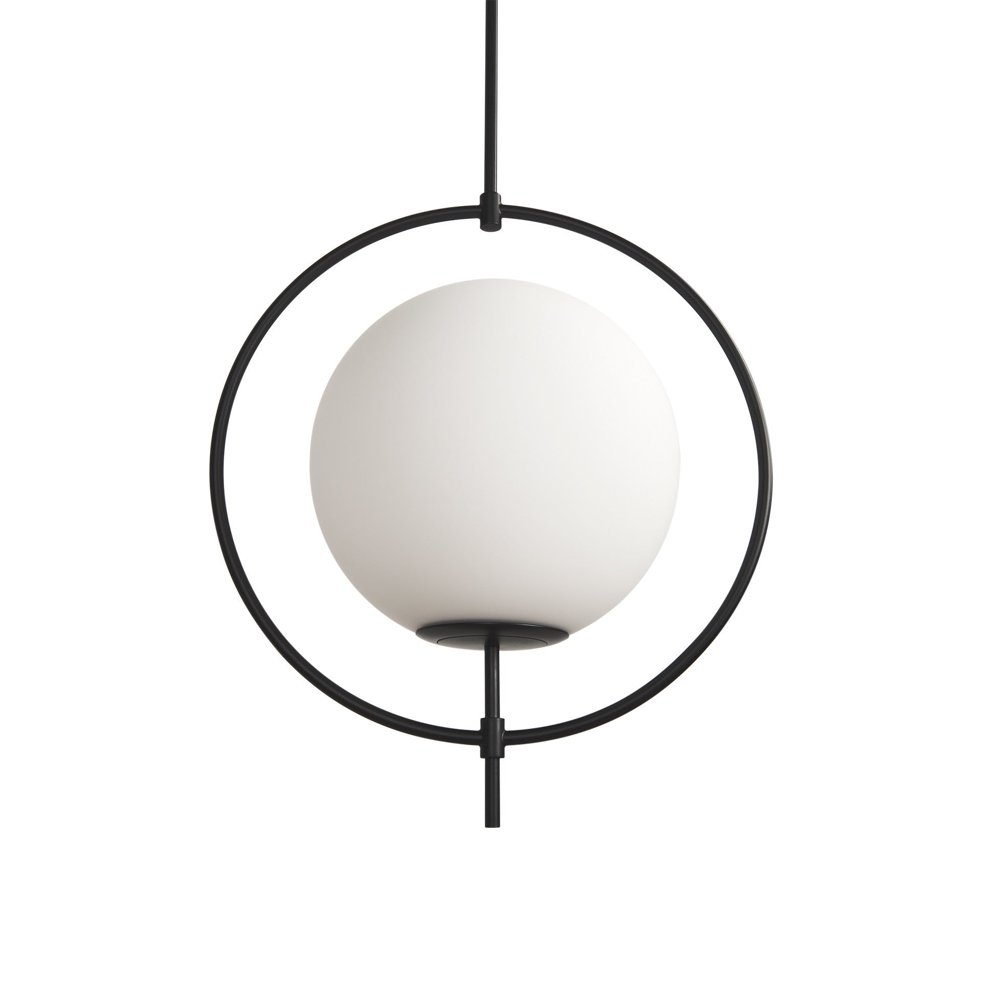 Black & White Single Ceiling Light w/ White Shades