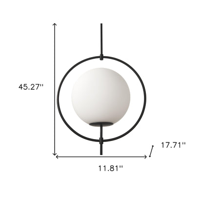 Black & White Single Ceiling Light w/ White Shades