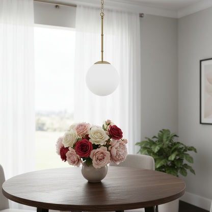 Gold & White Single Ceiling Light w/ White Shades