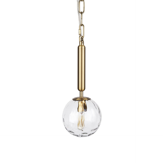 Clear & Gold Single Ceiling Light w/ Clear Shades