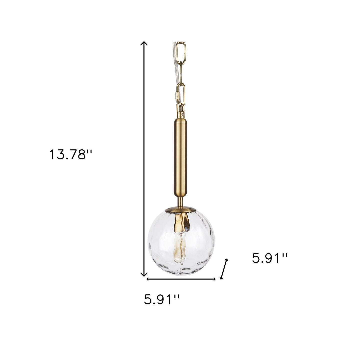 Clear & Gold Single Ceiling Light w/ Clear Shades