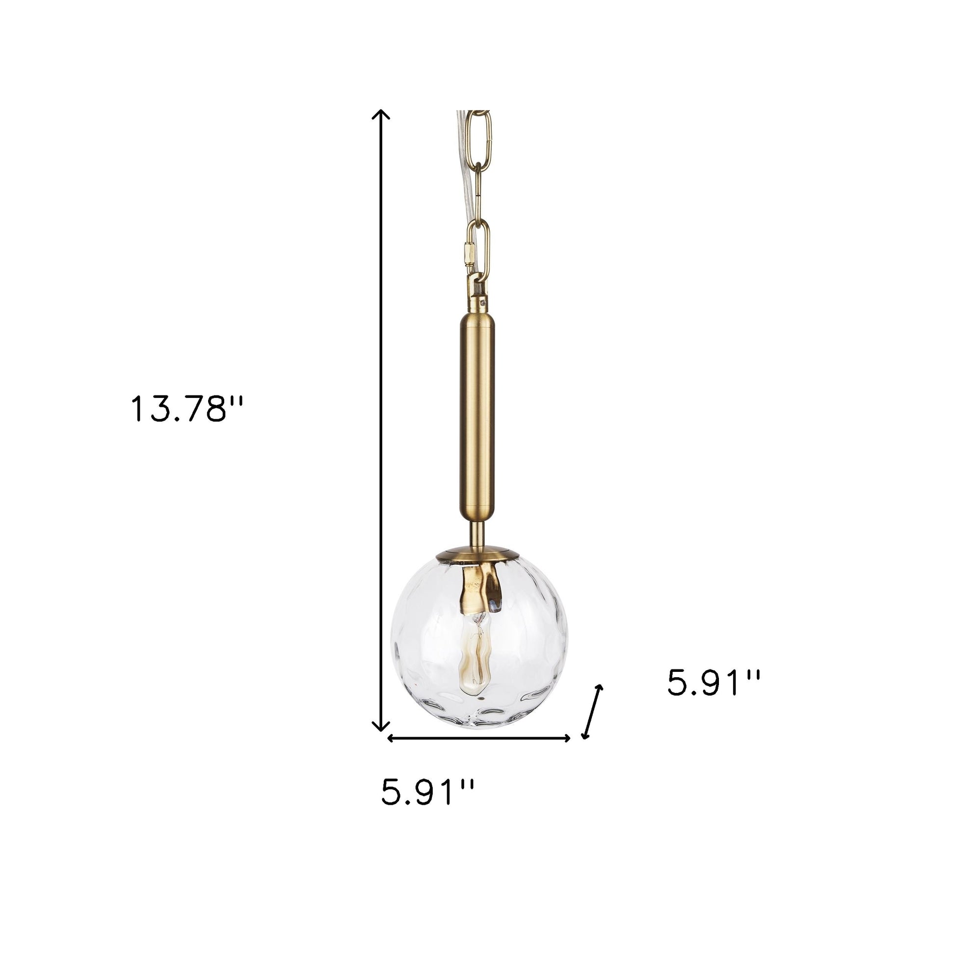 Clear & Gold Single Ceiling Light w/ Clear Shades