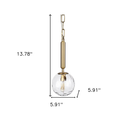 Clear & Gold Single Ceiling Light w/ Clear Shades