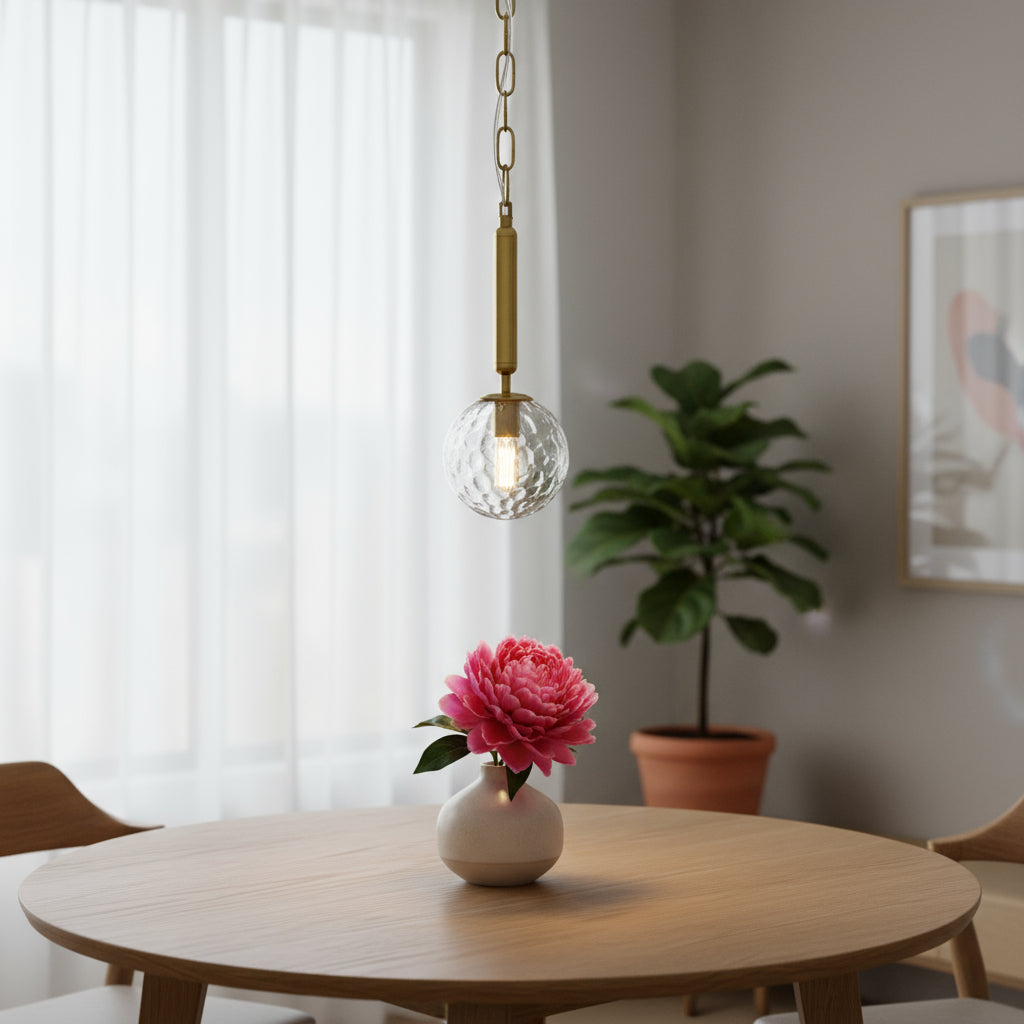 Clear & Gold Single Ceiling Light w/ Clear Shades
