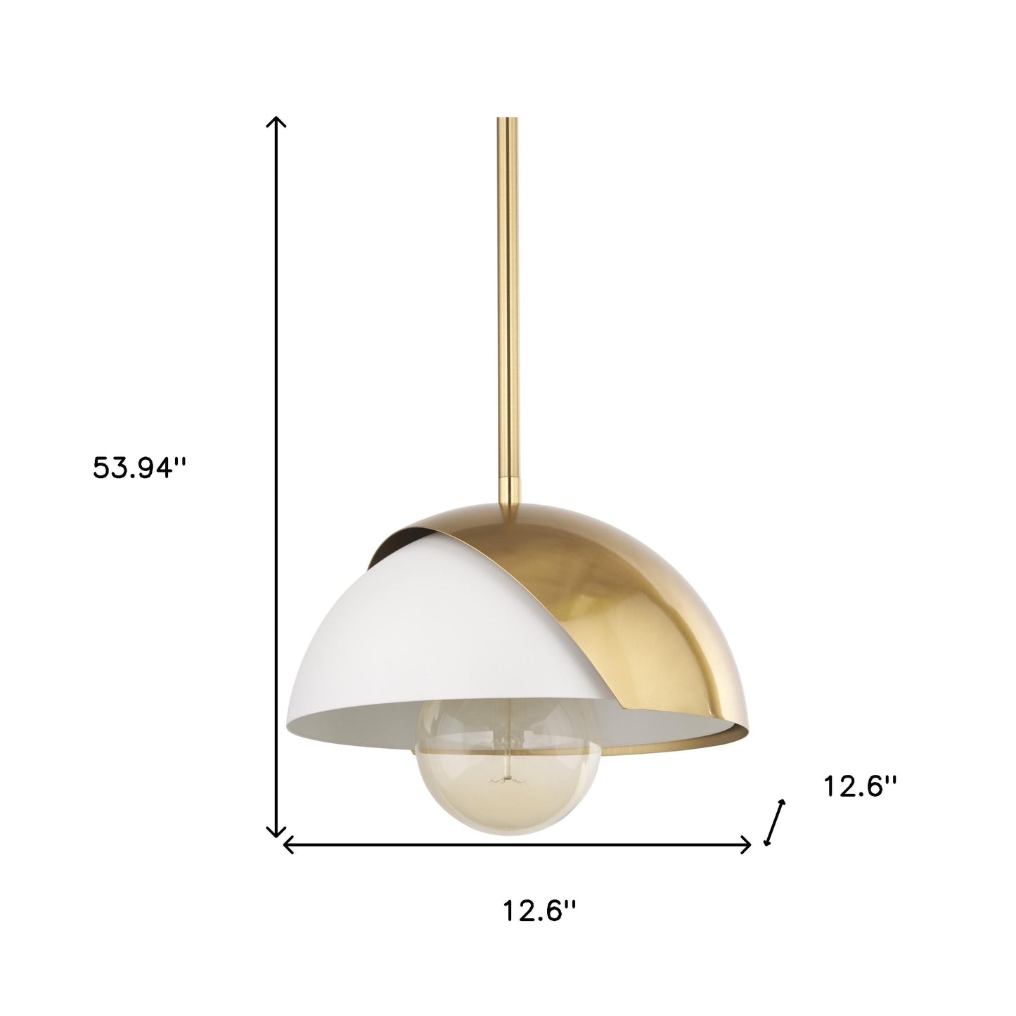 Brass & White Single Ceiling Light w/ White Shades