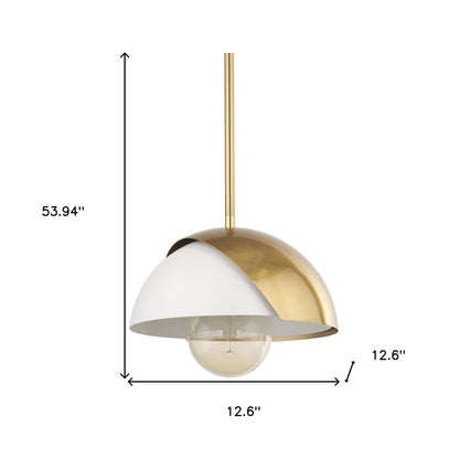Brass & White Single Ceiling Light w/ White Shades