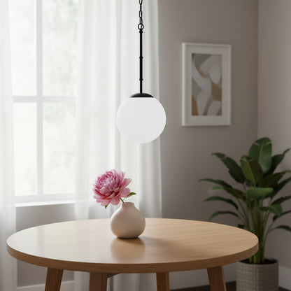 Black & White Single Ceiling Light w/ White Shades