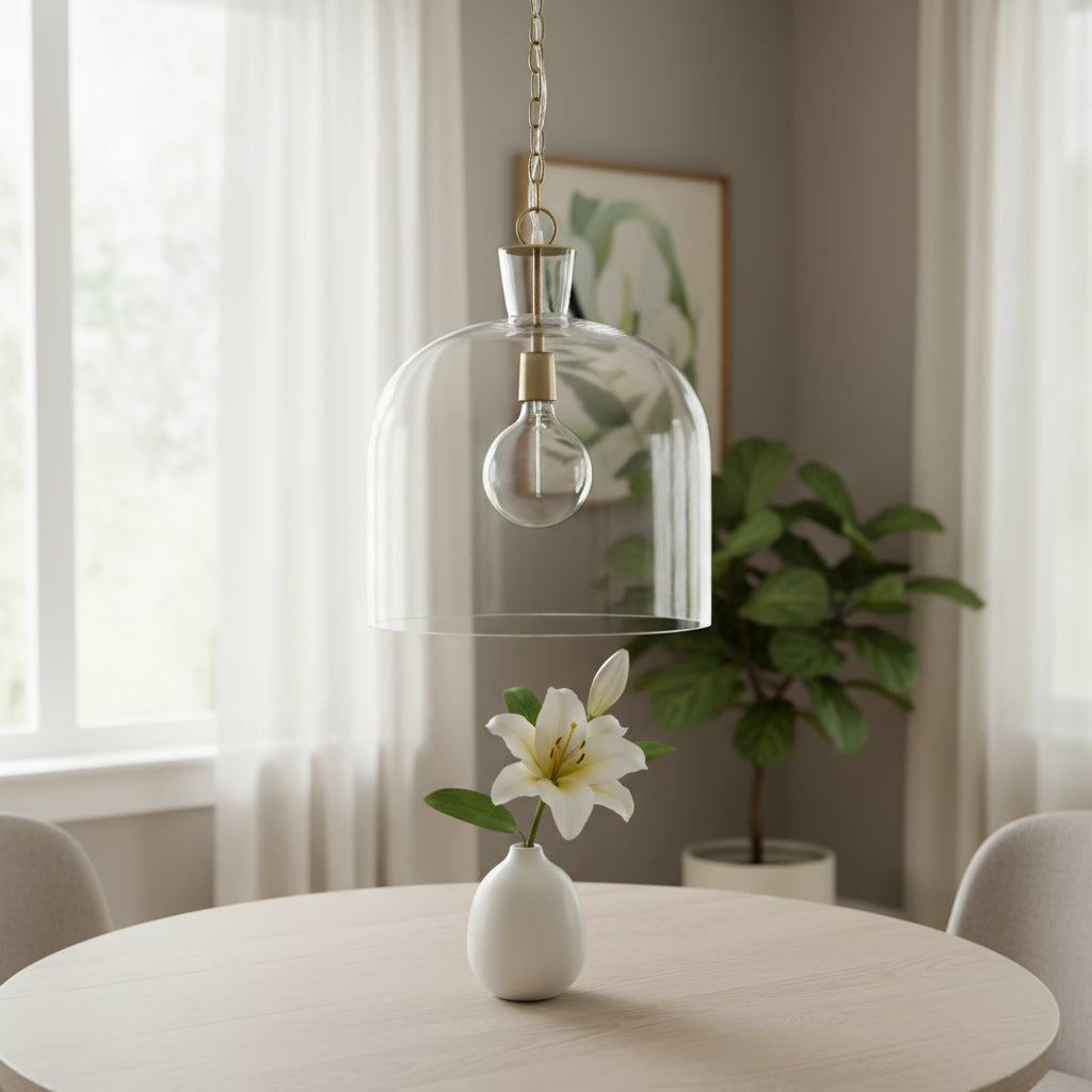 Clear Single Glass Ceiling Light w/ Shades