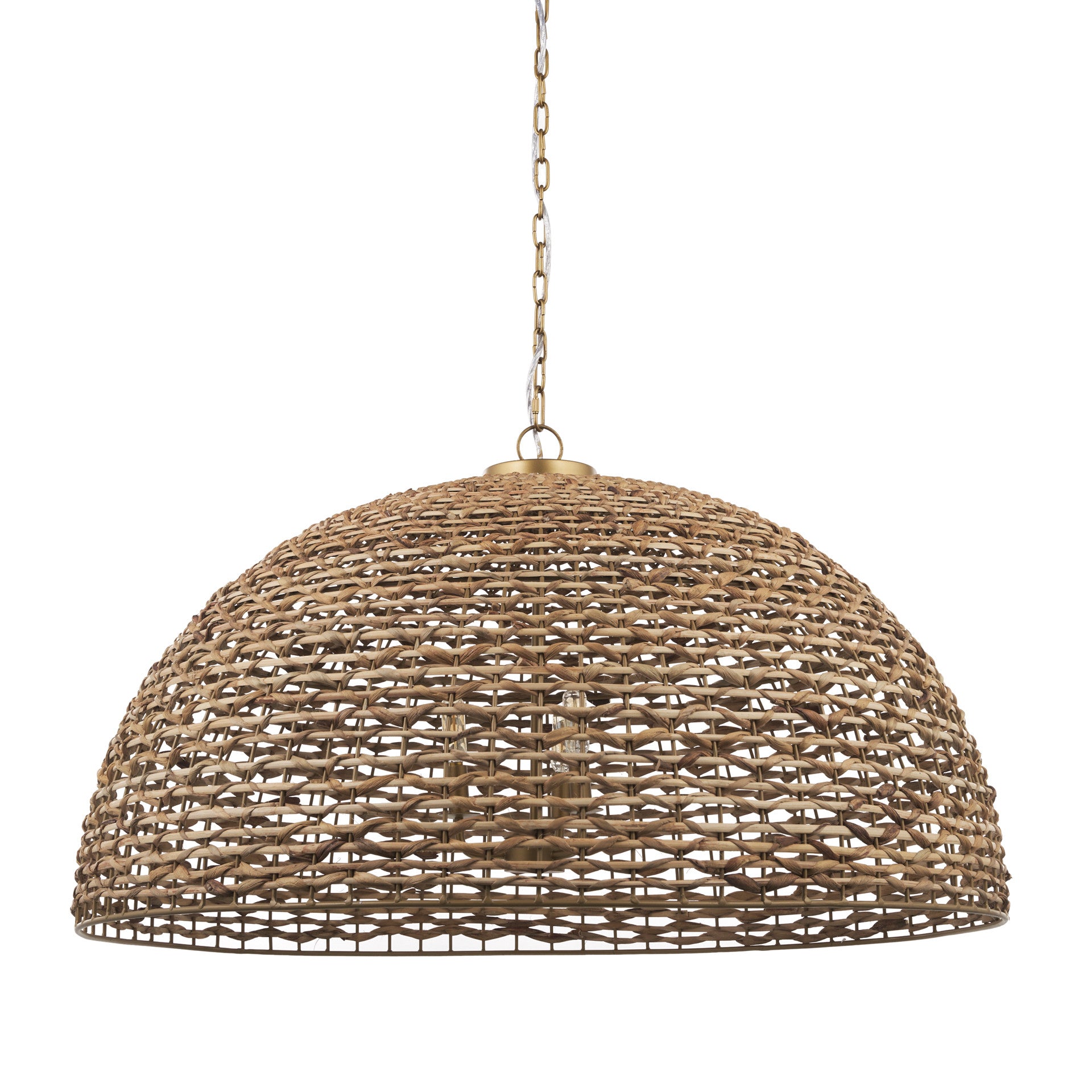 Brown Single Rattan Ceiling Light w/ Shades